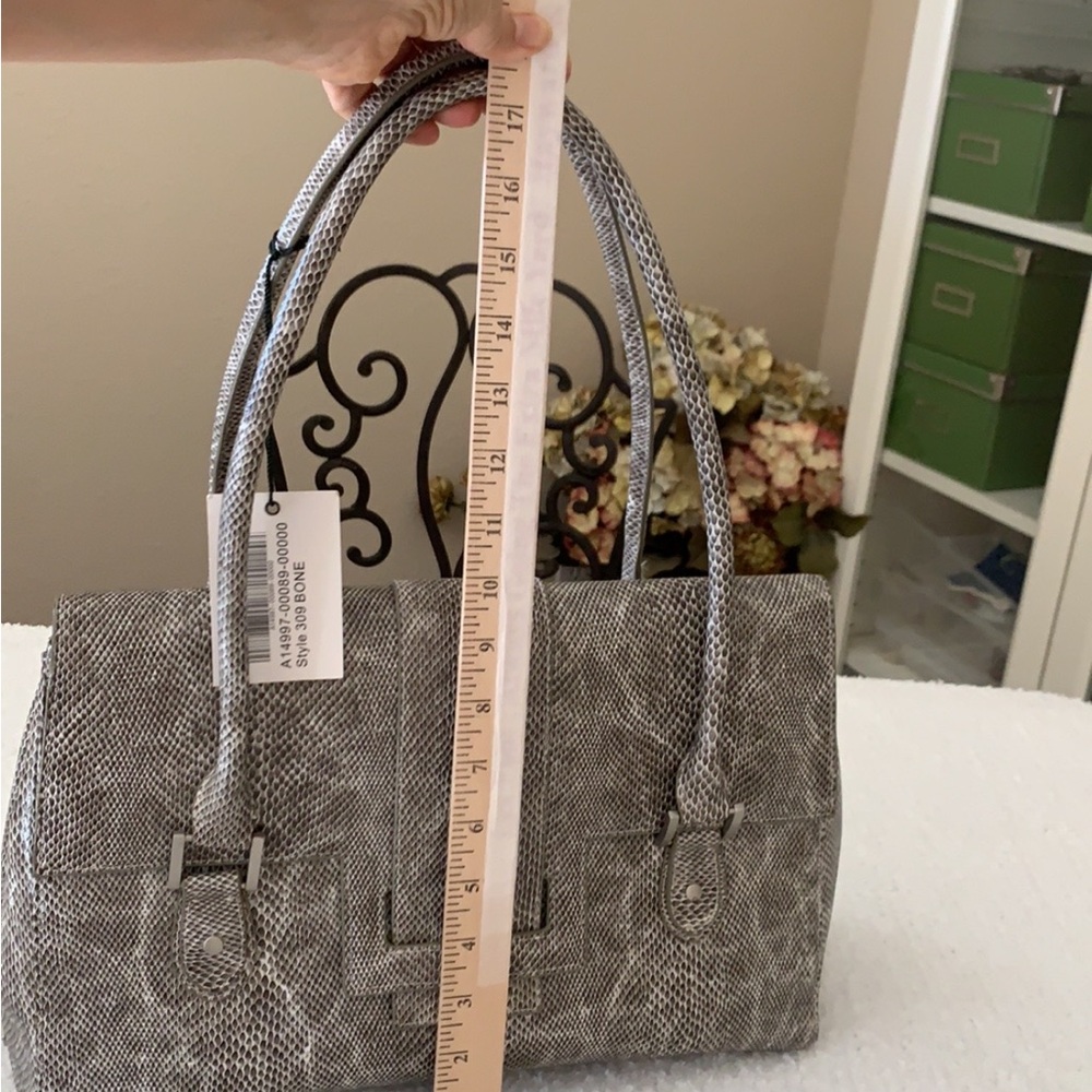 Elegant Snake Print Leather Handbag by Charlie Lapson - Picture 12 of 17
